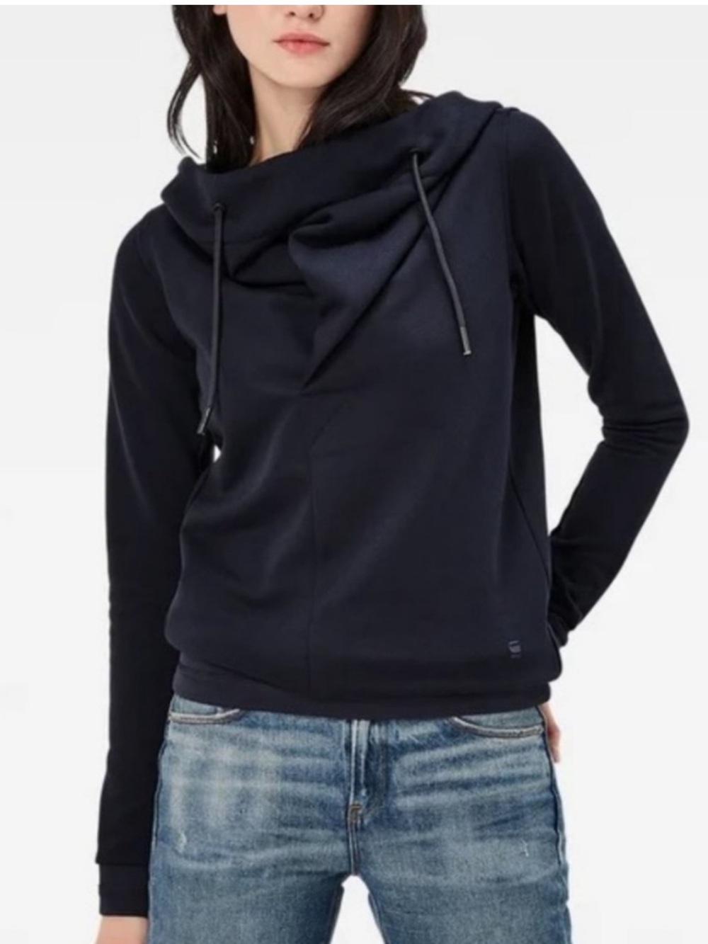 G-Star Raw The Xarin Slim Drapey Hooded Sweater Navy Blue Size Medium EUC